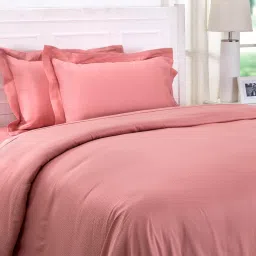 Pink Solid 200 TC Cotton 1 Double King Size Bedsheet with 2 Pillow Covers by Maspar image 2