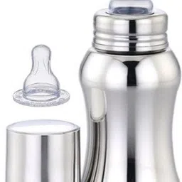 Complete Stainless Steel Feeding Bottle 150ml with Extra Nipple - 150 ml-image-23