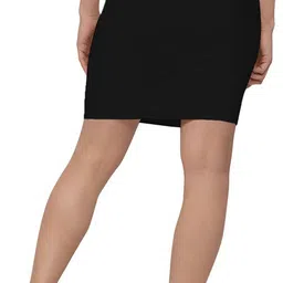 prime love Women Solid Pencil Black Skirt image 2