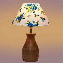 new era Multicolour Cotton Table Lamp With Wood Base image 3