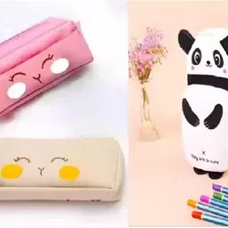 shazam Blushing Face & Kawaii Panda Art Artificial Leather Pencil Boxes-picture-45