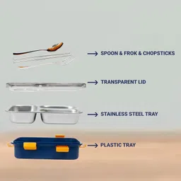 kayaan Lunch Box Reusable Freezer Safe Food Containers Tiffin Box 3 Containers Lunch Box image 2