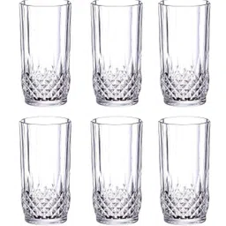 rokery (Pack of 6) Crystal Diamond Cut Straight Imported Transparent (6 Pcs Set 250 ML)_New Glass Set Water/Juice Glass image 2