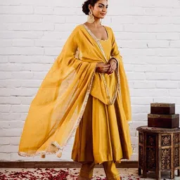 prabhjifashion Self Design Art Silk Stitched Anarkali Gown image 3