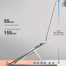 FALMAGU Laptop Stand / Laptop Holder Riser / Computer Tablet Stand 6 Angles Adjustable Aluminum Portable Compatible with laptop Aluminium Desk Stand Rotatable Laptop Stand with Adjustable Height Compatible with Universal Laptops image 2