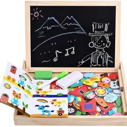 jollyora Magnetic Wooden Dry Erase Board Puzzle Set 100-Piece Drawing & Jigsaw Toy image 4