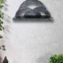 disoo fashions Grey Colour Solid Wood Handcarved Floating Wall Shelf In Rainbow Design-picture-38