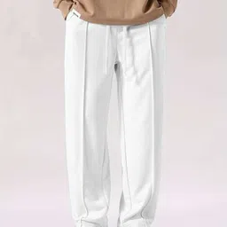 karni fashion Men Loose Fit White Linen Blend Trousers image 3