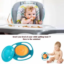 evershinet Baby Bowl 360 Degree Rotation Spill Proof Food Magic Gyro Bowl for Baby BPA Free- plastic image 4