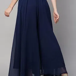 vspcreation Women Regular Fit Blue Georgette Trousers image 2