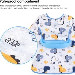 hasthip Baby Bib, Soft Toddler Bib with Removable Silicone Rice Pocket, Full Sleeve image 3