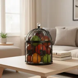 prime krafts Decorative Fruit and Vegetables Basket with Lid, Modern Storage Holder, Iron Fruit & Vegetable Basket image 4