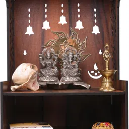 trendyhouse Premium Wooden Ganesh Ji Carved Pattern Devghar, Set-Top Box Stand Mandir Temple Decorative Showpiece - 35.6 cm image 2
