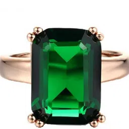 zayron Ratti 6.50 Emerald Panna Ring Certified Loose Gemstone Ring Brass Emerald Gold Plated Ring-picture-24