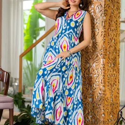 rd fab Women Fit and Flare Blue Maxi/Full Length Dress image 3