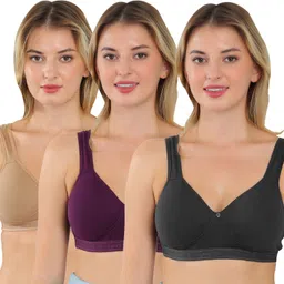 figurefit Pack of 3 Women Sports Lightly Padded Bra-picture-39