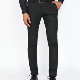 peter england Men Skinny Fit Green Polyester Trousers-picture-22
