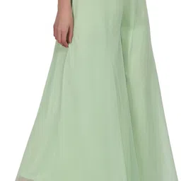 muzun Women Regular Fit Light Green Georgette Trousers image 4