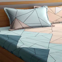 klotthe Multicolor Geometric 300 TC Cotton Blend King Sized Bed Sheets with 2 Pillow Covers image 3