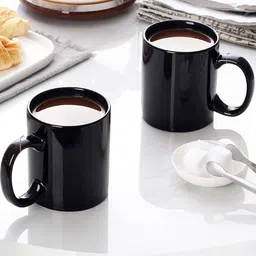 plakasha creations Ceramic Glossy Black Color Milk / Coffee Ceramic Coffee (320 ml, Pack of 2) Ceramic Coffee Mug-picture-11