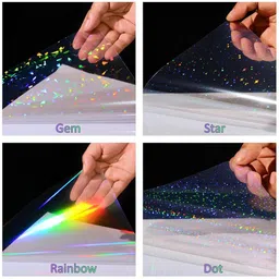 hasthip 21 cm 20 Sheets Vinyl Holographic Sticker 4 Styles Self Adhesive Lamination Sticker Self Adhesive Sticker image 5