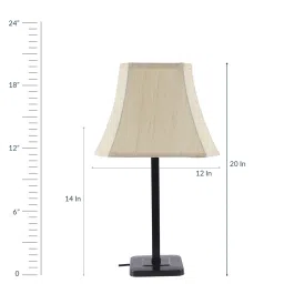 White Fabric Shade Table Lamp with Black Base by Tu Casa image 4