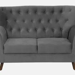 casacraft from pepperfry Imelda Velvet 2 Seater Sofa In Fossil Grey Colour image 4