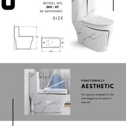 d o t Premium Quality Shining White Marble Commode With Black Line And Round Flush DOT:07 Western Commode image 2