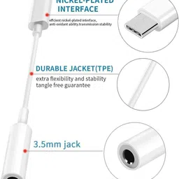 xykos White Google Pixel Type-c To 3.5 Mm Audio Jack Adapter Converter For Earphone Phone Converter image 3
