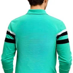 trendshaper Men Solid Polo Neck Cotton Blend Green T-Shirt image 2