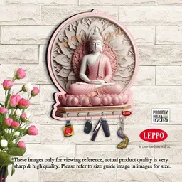 leppo Buddha Key holder for living room wall decor Key stand key hanger Home décor Wood Key Holder image 3