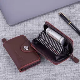 watchstar Men & Women Casual, Formal Brown Genuine Leather RFID Card Holder image 5