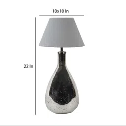 sapphire George Grey Metal and Fabric Shade Night Lamp With Glass Base image 4