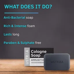 ustraa Ammunition Cologne Soap with Charcoal & Bay Leaf image 3