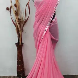 fabwell Unstitched Georgette Blouse Material Solid, Embellished-picture-16