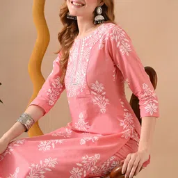 kjfab Women Pure Cotton Kurta Pant Set image 4