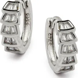 pissara by sukkhi Eye-Catchy 925 Sterling Silver Round Cubic Zirconia Hoop Earrings For Women Cubic Zirconia Sterling Silver Hoop Earring image 2