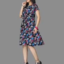 varudifab Women Fit and Flare Multicolor Midi/Calf Length Dress image 2