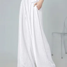 leriya fashion Women Regular Fit White Polycotton Trousers image 5