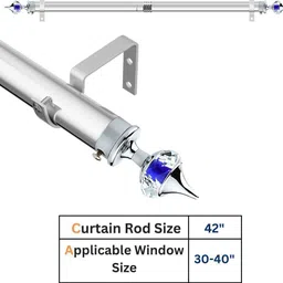 gloxy Silver, Blue Curtain Knobs, Curtain Rods, Rod Rail Bracket Metal-picture-10