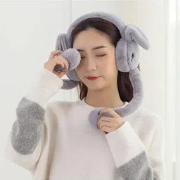 ablue clipper Funny Moving Ears Air Pump Earmuff for Girls/Women Winter Cute Furr Design Ear Muff image 2