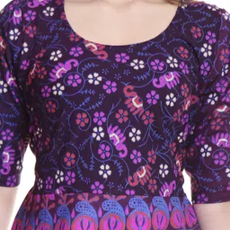 saptrika Women Fit and Flare Purple Midi/Calf Length Dress image 3