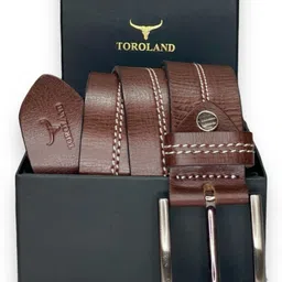 Men Casual Brown Genuine Leather Belt-image-9