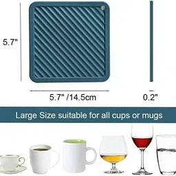 pepplo Pvc Coster C-C Square-Random-4,Pack of 4 Silicone Trivet image 5