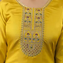 vredevogel Women Solid Silk Blend Straight Kurta image 4