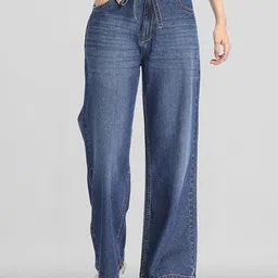 tokyo talkies Women Flared Mid Rise Blue Jeans-picture-17