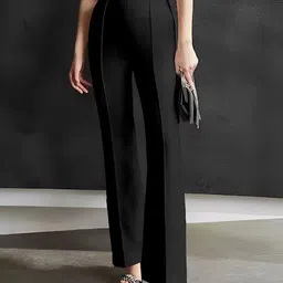 tykun Women Regular Fit Black Cotton Blend Trousers-picture-21