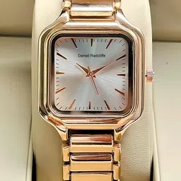 mister empire Rose Gold Plated Square Dial Trending Women's Stainless Steel Analog-Digital Watch, White Dial, Push Button Lock, Attractive Look image 4