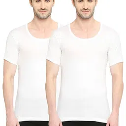 vip Men's Solid Regular Fit Vest (VP-MI-VS-CLSRS-10P-PO2-85_White-Pack of 2 image 1