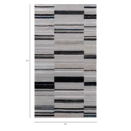 jaipur rugs Grey Abstract Wool and Viscose 4 ft X 6 ft Hand Tufted Rectangle Carpet image 2